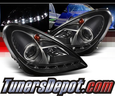 Sonar® DRL LED Projector Headlights (Black) - 05-08 Mercedes Benz SLK280 R171 (w/o Stock HID)