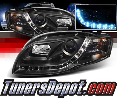 Sonar® DRL LED Projector Headlights (Black) - 06-08 Audi S4 (Exc. Convertible)
