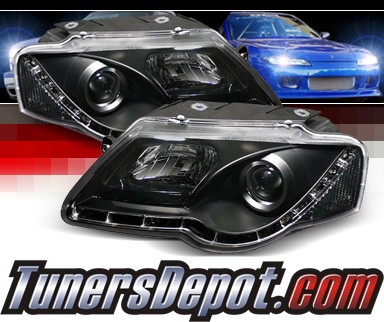 Sonar® DRL LED Projector Headlights (Black) - 06-08 VW Volkswagen Passat