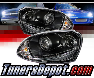 Sonar® DRL LED Projector Headlights (Black) - 06-09 VW Volkswagen Rabbit (Exc. R32)