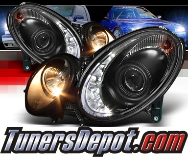 Sonar® DRL LED Projector Headlights (Black) - 07-09 Mercedes Benz E63 AMG W211 (w/o OEM HID)
