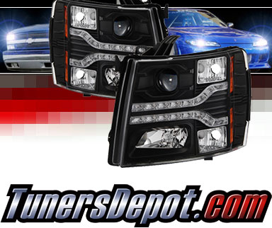 Sonar® DRL LED Projector Headlights (Black) - 07-13 Chevy Silverado 1500