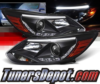 Sonar® DRL LED Projector Headlights (Black) - 12-14 Ford Focus