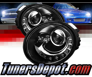 Sonar® DRL LED Projector Headlights (Black) - 98-05 VW Volkswagen Beetle