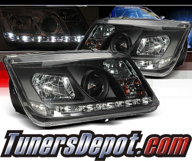 Sonar® DRL LED Projector Headlights (Black) - 99-04 VW Volkswagen Jetta IV
