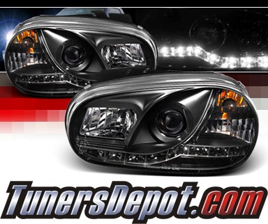 Sonar® DRL LED Projector Headlights (Black) - 99-05 VW Volkswagen Golf IV MK4