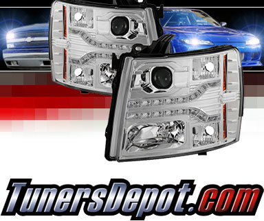 Sonar® DRL LED Projector Headlights (Chrome) - 07-14 Chevy Silverado 2500/3500