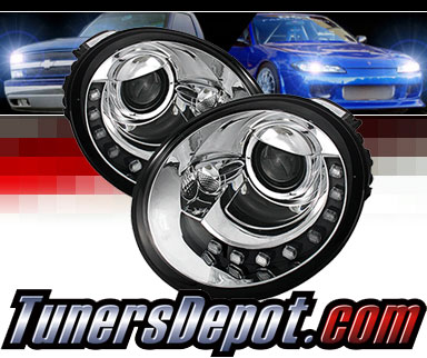 Sonar® DRL LED Projector Headlights (Chrome) - 98-05 VW Volkswagen Beetle