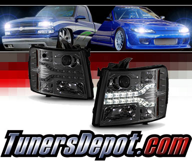 Sonar® DRL LED Projector Headlights (Smoke) - 07-13 Chevy Silverado 1500