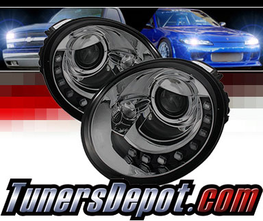 Sonar® DRL LED Projector Headlights (Smoke) - 98-05 VW Volkswagen Beetle