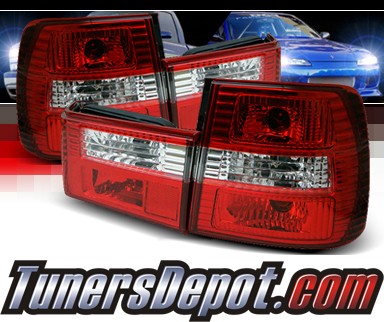 Sonar® Euro Tail Lights (Red/Clear) - 89-95 BMW 530i E34 4dr. Sedan