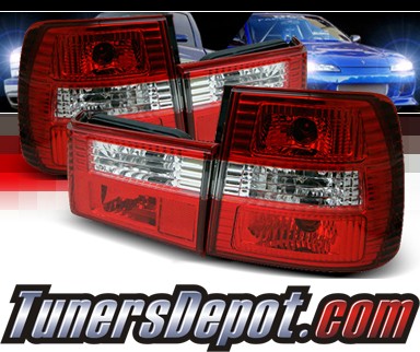 Sonar® Euro Tail Lights (Red/Clear) - 89-95 BMW 535i E34 4dr. Sedan