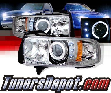 Sonar® Halo Projector Headlights - 94-01 Dodge Ram 1500 Pickup w/ Amber Reflector