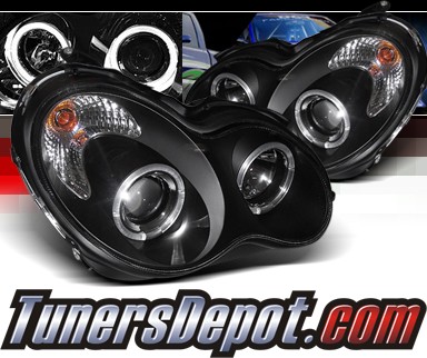 Sonar® Halo Projector Headlights (Black) - 01-07 Mercedes-Benz C240 Sedan W203 without Stock HID