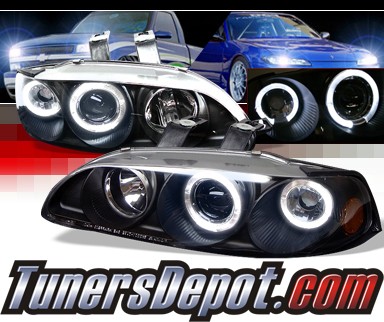 Sonar® Halo Projector Headlights (Black) - 92-95 Honda Civic 2/3dr w/ Amber Reflector.