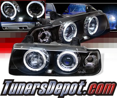 Sonar® Halo Projector Headlights (Black) - 92-98 BMW 318ic E36 Convertible