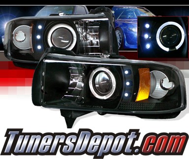 Sonar® Halo Projector Headlights (Black) - 94-01 Dodge Ram 2500 / 3500 Pickup