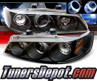Sonar® Halo Projector Headlights (Black) - 94-97 Honda Accord w/ Amber Reflector