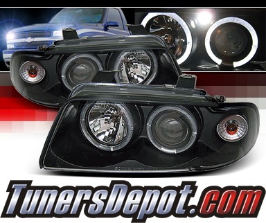 Sonar® Halo Projector Headlights (Black) - 95-99 Audi A4 with 2 piece headlight