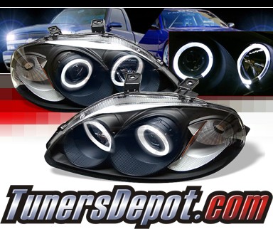 Sonar® Halo Projector Headlights (Black) - 96-98 Honda Civic w/ Amber Reflector
