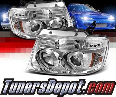 Sonar® LED CCFL Halo Projector Headlights - 04-08 Ford F150 F-150 w/ Amber Reflector