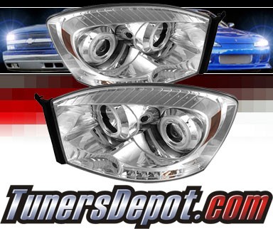 Sonar® LED CCFL Halo Projector Headlights - 06-08 Dodge Ram Pickup