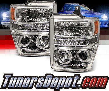 Sonar® LED CCFL Halo Projector Headlights - 08-10 Ford F-350 F350