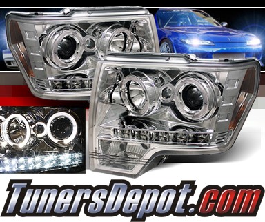 Sonar® LED CCFL Halo Projector Headlights - 09-14 Ford F150 F-150