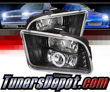 Sonar® LED CCFL Halo Projector Headlights (Black) - 05-09 Ford Mustang