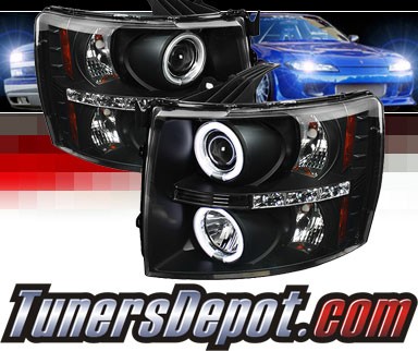 Sonar® LED CCFL Halo Projector Headlights (Black) - 07-13 Chevy Silverado