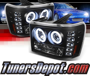 Sonar® LED CCFL Halo Projector Headlights (Black) - 07-13 GMC Sierra (Incl. Denali & Hybrid)