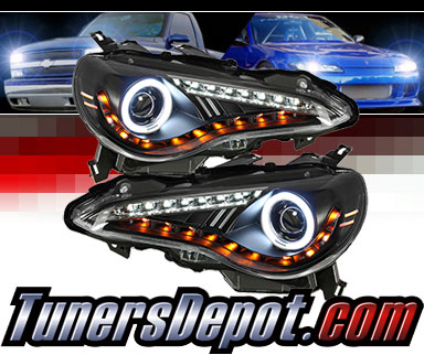 Sonar® LED CCFL Halo Projector Headlights (Black) - 12-16 Scion FR-S FRS