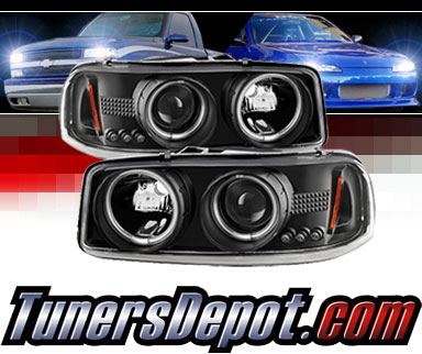 Sonar® LED CCFL Halo Projector Headlights (Black) - 2007 GMC Sierra Classic