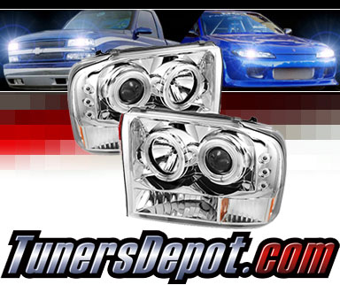Sonar® LED CCFL Halo Projector Headlights (Chrome) - 00-04 Ford Excursion
