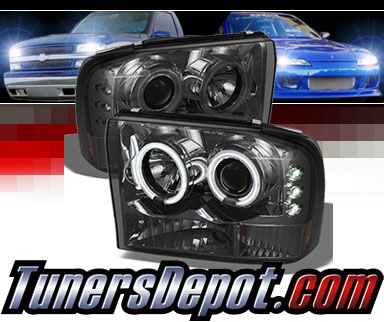 Sonar® LED CCFL Halo Projector Headlights (Smoke) - 00-04 Ford Excursion