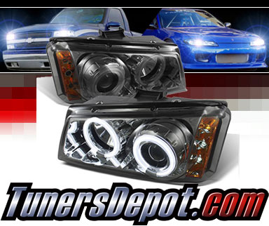 Sonar® LED CCFL Halo Projector Headlights (Smoke) - 03-06 Chevy Avalanche (Exc. Body Cladding)