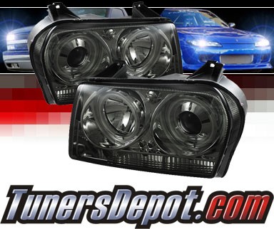 Sonar® LED CCFL Halo Projector Headlights (Smoke) - 05-08 Chrysler 300