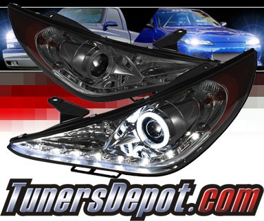 Sonar® LED CCFL Halo Projector Headlights (Smoke) - 11-14 Hyundai Sonata