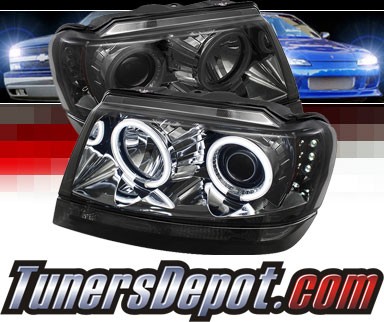 Sonar® LED CCFL Halo Projector Headlights (Smoke) - 99-04 Jeep Grand Cherokee