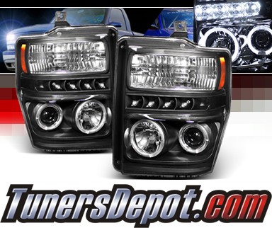 Sonar® LED Halo Projector Headlights (Black) - 08-10 Ford F250 Super Duty F-250