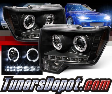 Sonar® LED Halo Projector Headlights (Black) - 09-13 Ford F150 F-150