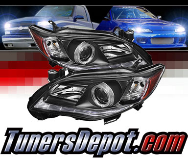 Sonar® LED Halo Projector Headlights (Black) - 11-13 Toyota Corolla