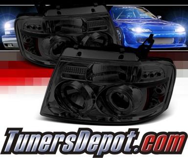 Sonar® LED Halo Projector Headlights (Smoke) - 04-08 Ford F150 F-150 w/ Amber Reflector