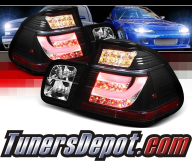 Sonar® LED Tail Lights (Black) - 02-05 BMW 325i E46 4dr Sedan (w/ Strip Style)