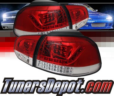 Sonar® LED Tail Lights (Red/Clear) - 10-12 VW Volkswagen Golf (Incl. GTI)