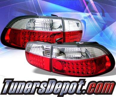 Sonar® LED Tail Lights (Red/Clear) - 92-95 Honda Civic 2/4dr.