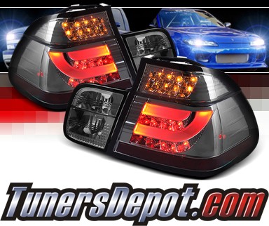 Sonar® LED Tail Lights (Smoke) - 02-05 BMW 330i E46 4dr Sedan (w/ Strip Style)