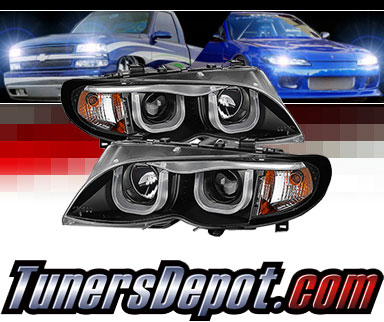 Sonar® Light Bar DRL Halo Projector Headlights (Black) - 02-05 BMW 330xi 4dr E46