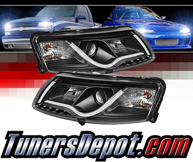 Sonar® Light Bar DRL Projector Headlights (Black) - 05-07 Audi A6 (Exc. Quattro)