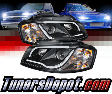 Sonar® Light Bar DRL Projector Headlights (Black) - 06-08 Audi A3